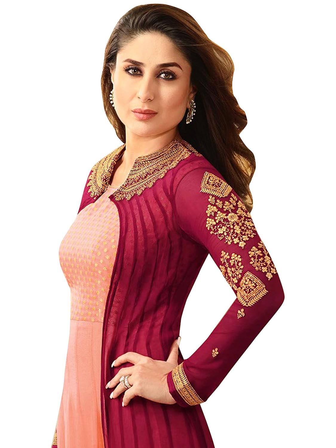 amiira latest designer orange georgette indo-western gown