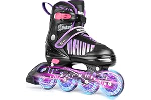 Rotayi Adjustable Inline Skates for Kids and Adult, Full Light Up Wheels Roller Skates Blades for Boys Girls, Beginner Blades