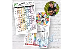 IVIDEOSONGS Ukulele Reversible Chord Chart (6" x 9") • Full Color Illustrations of 70 Chords & Ukulele Fretboard • Music Wall Chart for Teachers and Students • Includes 150 Music Tutorials Fre
