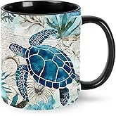 Qceqkul Sea Turtle Coffee Mug 11 OZ Ceramics Tea Cup Women Men Gifts Office Home Microwaveable & Dishwasher Safe Christmas Birthday