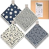 Eulnars Swedish Dish Cloth, 8 Pack Japanese Pattern Swedish Dish Towels with Clips, Non-Scratch Reusable Paper Towels, Super 