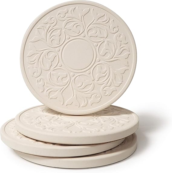 CoasterStone Absorbent Stone Coasters, “Victorian Lace Set of 4, White Amazon.ca Home & Kitchen