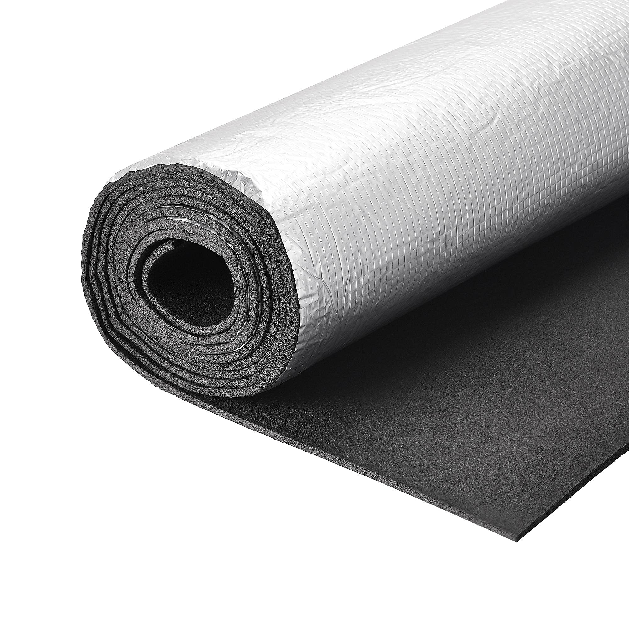 sourcing map Insulation Sheet, 3.0mx0.5mx5mm Embossed Aluminum Foil Waterproof Heat Resistant Thermal Barrier, for Roof Wall HVAC Duct Pipe, Rubber Foam