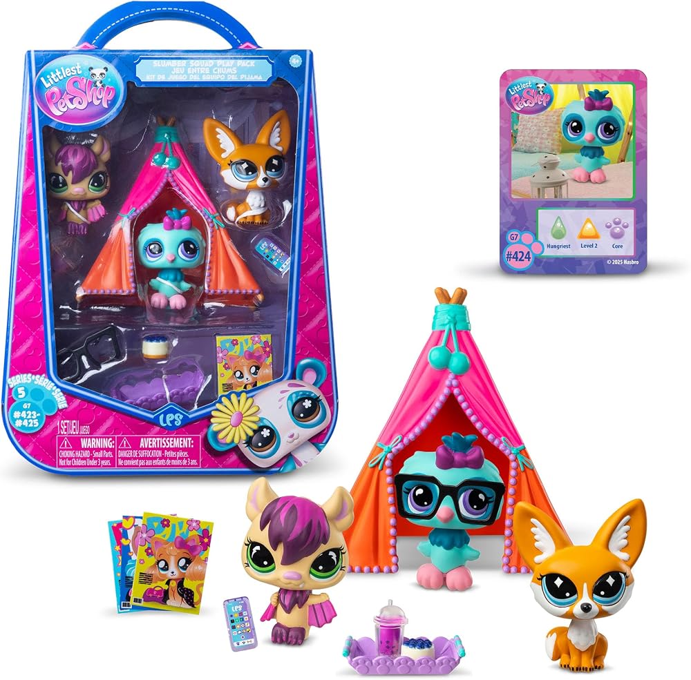 Littlest Pet Shop Slumber Squad Play Pack 3 Mini Pets Accessories Bandai