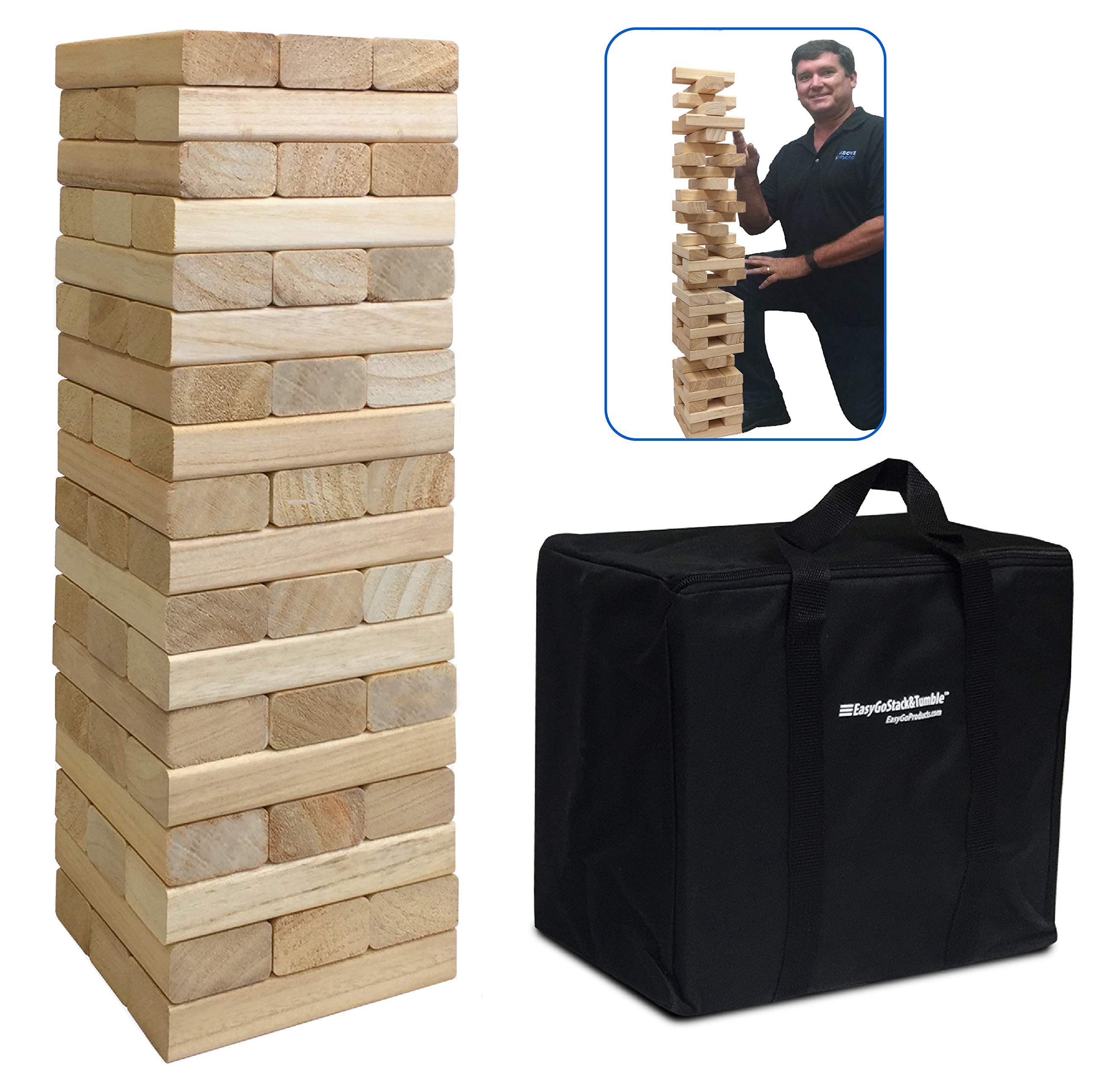 EasyGoProducts 54Piece Giant Wood Block Stack & Tumble Tower Toppling