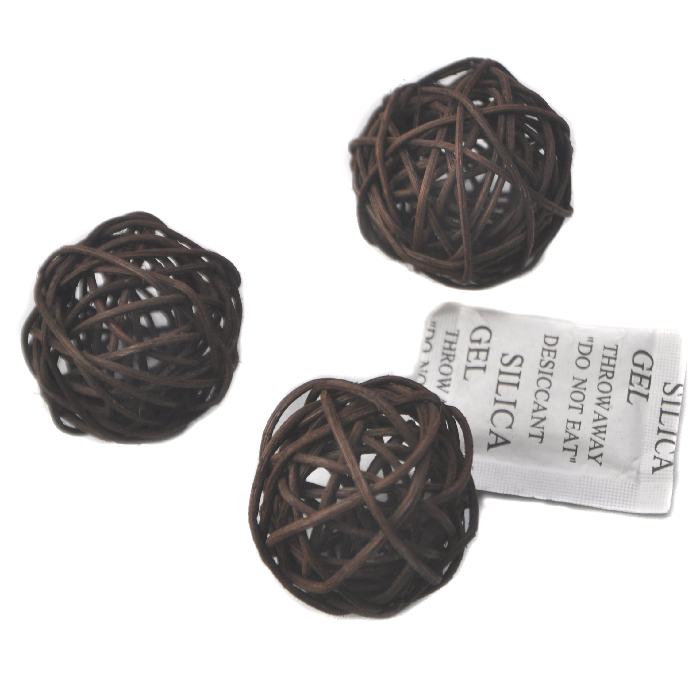 Ougual Natural Wicker Rattan Balls Table Wedding Party Hanging Wobble Ball Christmas Decoration (8cm, 6pcs, Dark Brown)