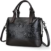Purse and Handbags for Women Leather Shoulder Tote Handle Medium Satchel Vintage Embossing Rose