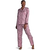 Miss Elaine Pajama Set, Women's Satin PJ Set, Elastic Waist and Button Up Top, Sleepwear and Loungewear for Women