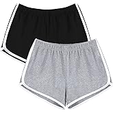 URATOT Women's Cotton Gym Yoga Summer Running Active Dance Elastic Shorts, Pack of 2