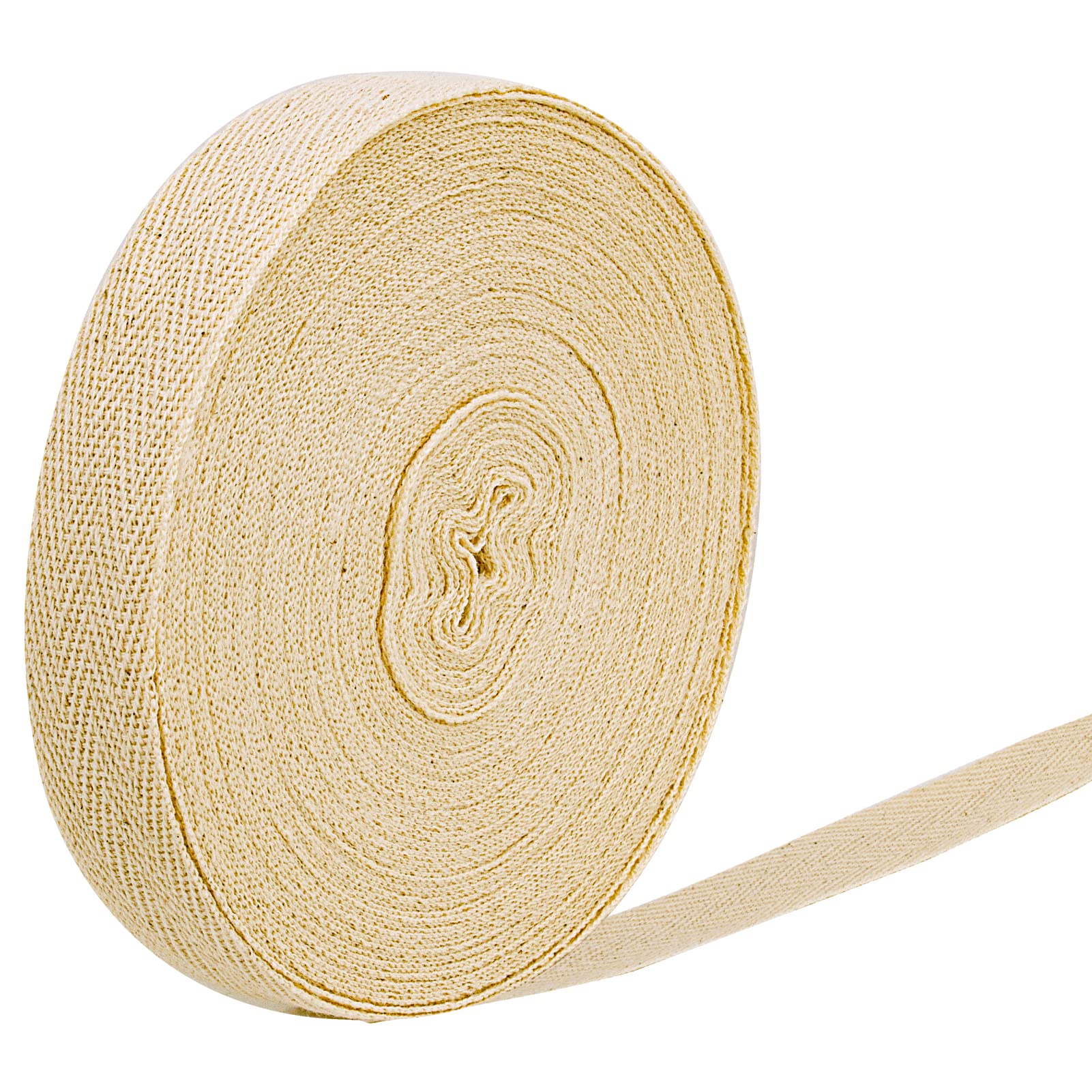 Cotton Herringbone Ribbon Twill Webbing Tape - 15m x 20mm Beige Bias Binding Tape for Sewing, Dressmaking, Alterations & Craft