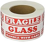 3 x 5" - "Fragile - Glass - Handle with Care" Labels