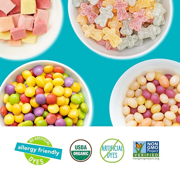 YUMEARTH ORGANIC VARIETY BOX – JELLY BEANS, GIGGLES, CHEWYS, SOUR LITTLES – ALLERGY FRIENDLY (TOP 9 FREE), NO ARTIFICIAL DYES, NON GMO, GLUTEN FREE, VEGAN -INDIVIDUALLY WRAPPED (PACK OF 20)