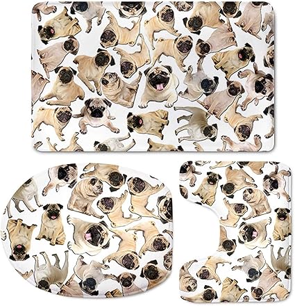 Bernice Winifred Wohnkultur Niedlicher Mops Hund Design 3 PCS Bad