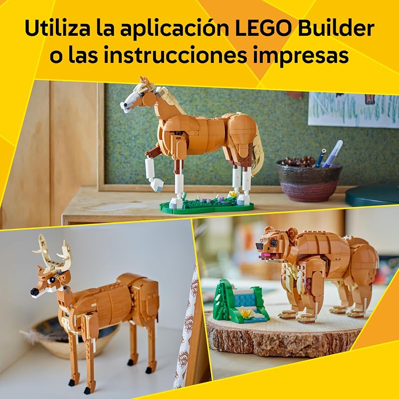 Criador 3 em 1 Brinquedo Nobre de Cavalo - Conjunto com Animáveis Transformáveis em Figura de Urso ou Veado Articulado - Presente para Raparigas e Rapazes 9+ Anos - Decoração do Quarto 31166
