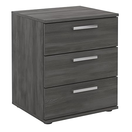 CARO-Möbel Nachttisch Mariella Nachtschrank Nachtkommode für Boxspringbett, in eschegrau, mit 3 Schubladen