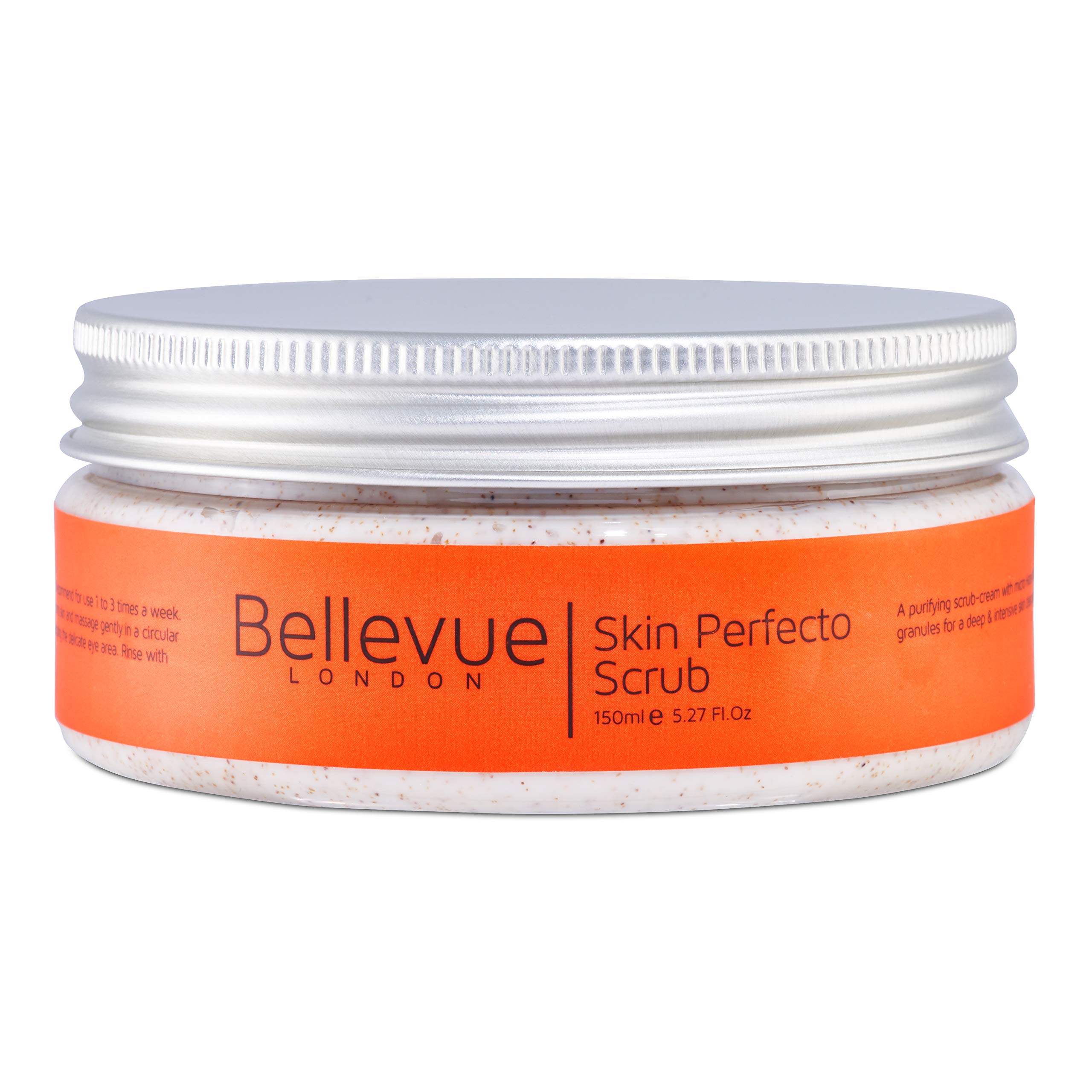 Skin Perfecto Face Scrub 150ml, Purifying Exfoliating Scrub Cream with Micro Hazelnut Granules for Deep and Intensive Face Scrub for Women and Men By Bellevue London