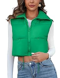 Kissonic Women's Winter Puffer Vest Stand Collar
