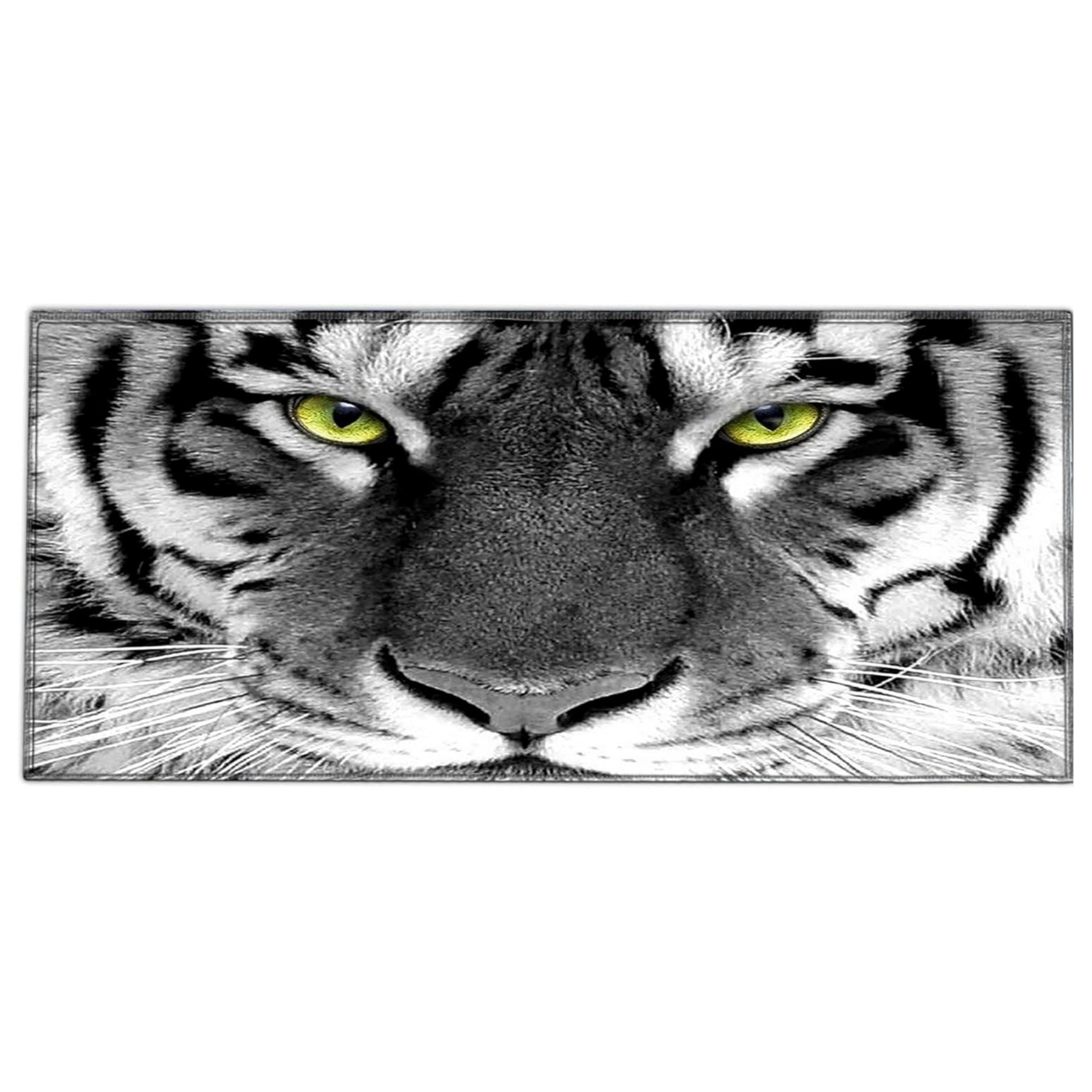 Silent Monsters Mouse Mat Size XX Large 35 x 16 inches / 90 x 40 cm, Tiger, Stitched Edges, washable & rollable Mouse Pad, Gaming Home Office Mousemat, Mousepad non-slip & quiet, Desk Mat XXL