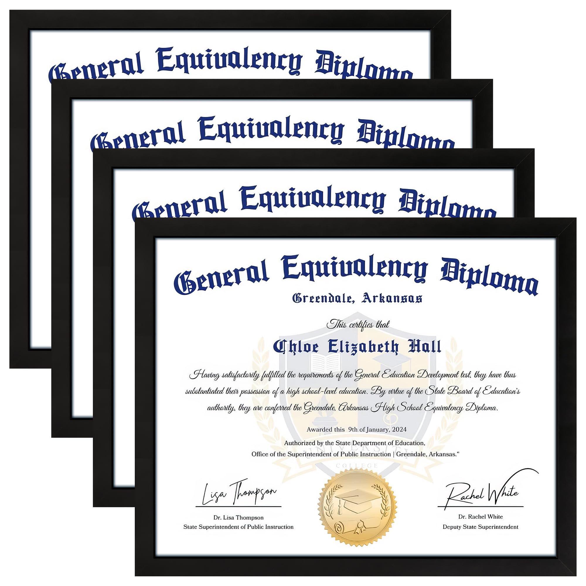 FIXSMITH 8.5x11 Diploma Frame, Black Picture Frame with Clear Plexiglass, 4 Pack Certificate Frames for Wall Display, 8.5x11 Document Frame, High School Diploma Frame