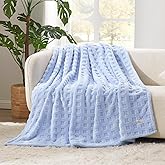 Cozy Bliss Ultrasoft Waffle Throw Blanket, Fluffy Cute Plush Blanket for Couch, Bed, Modern Home Accent, Portable for Picnic or Outdoor, Light Blue, 50"x60"