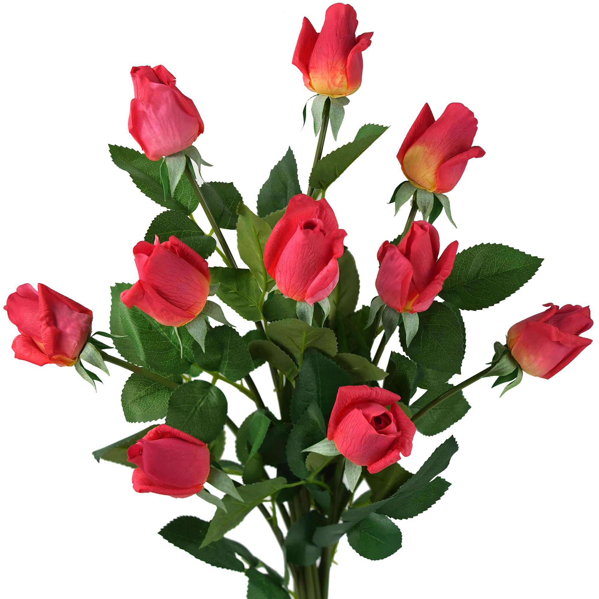 FiveSeasonStuff Roses Artificial Flowers 10 Long Stems (53cm) Charming Red Real Touch Silk Roses ‘Petals Feel and Look like Fresh Roses’ Bouquet of Flowers Floral Arrangements