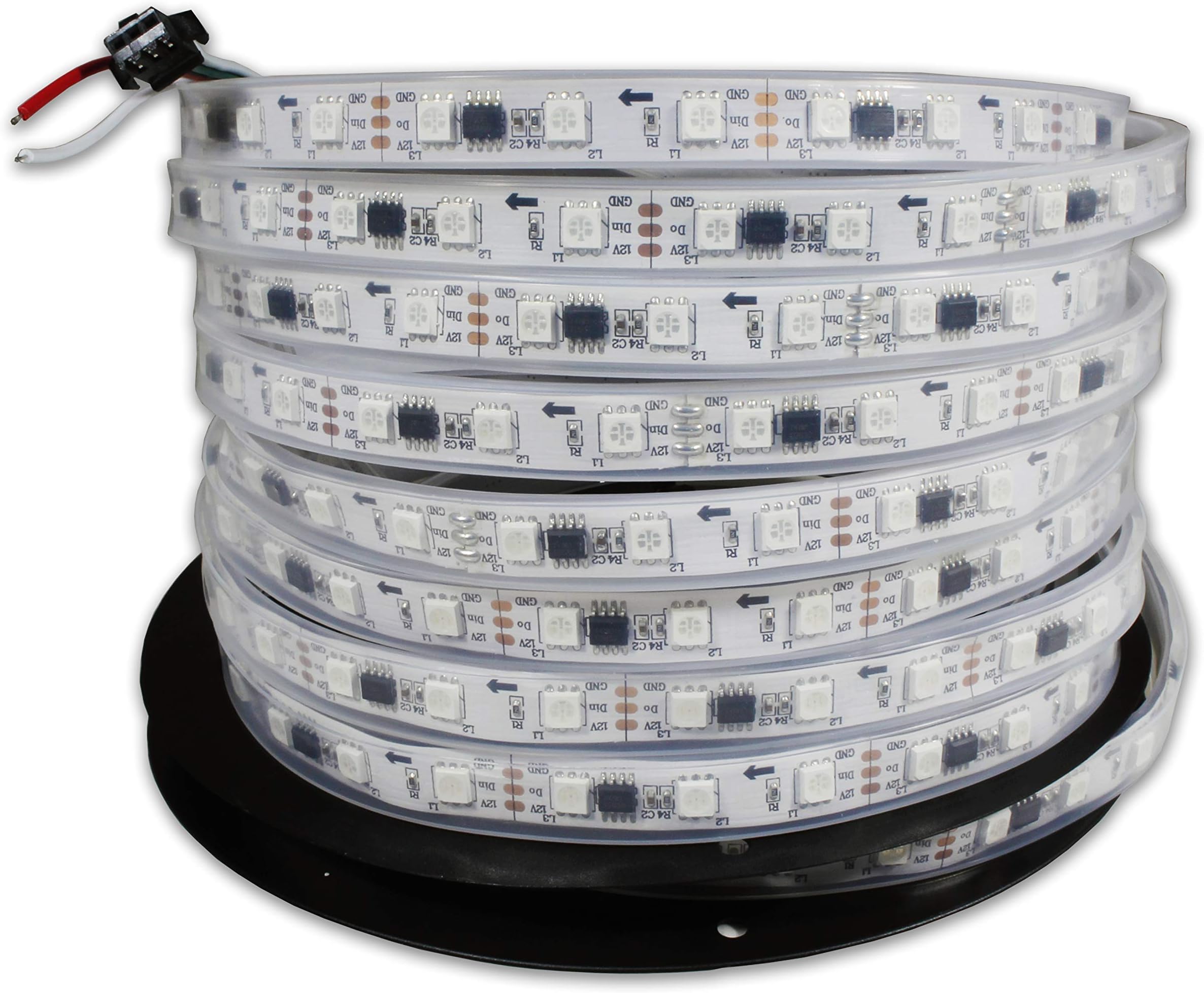 IKSACE DC12V 16.4ft 5M WS2811 1903 Waterproof Programmable Dream Color LED Digital Strip 300LEDs 100ICs Pixel Strings 5050 RGB Flexible Colorful Addressable Rope LED strip White 60LEDs/M IP68