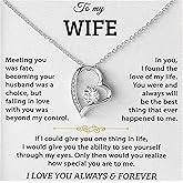 LUXUS™ 18K White Gold Finish Heart Pendant Necklace for Wife – Valentine’s Day Love Necklace with 7mm CZ & Adjustable Chain, Romantic “To My Wife” Jewelry from Husband