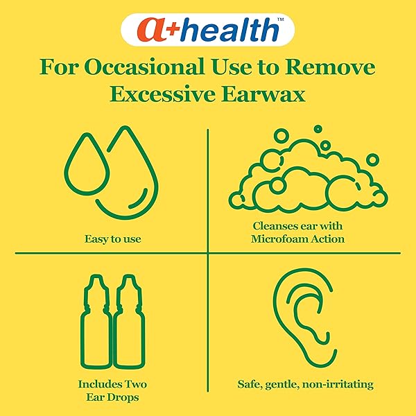 A+HEALTH EARWAX REMOVAL DROPS, CARBAMIDE PEROXIDE 6.5%, MADE IN USA, TWIN PACK, 1 FL OUNCE(TWO 0.5 FL OZ BOTTLES)