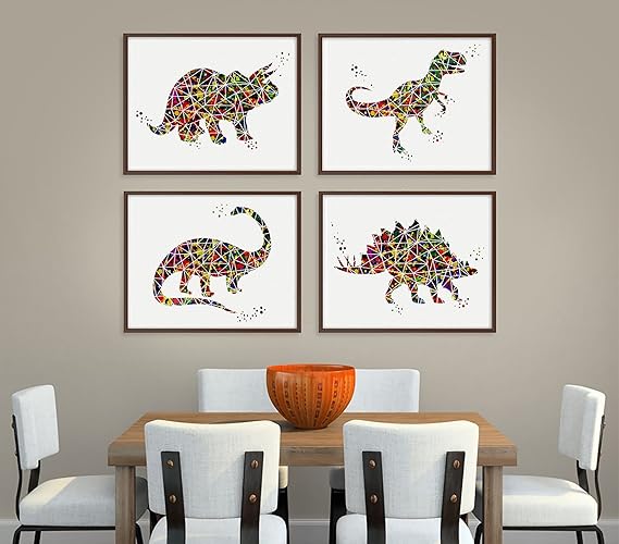 Amazon.com: Dinosaurs Prints Set Art Watercolor Posters Triceratops