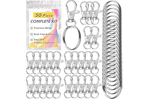 Bonison 50 PCS Keychain Making Kit with Lobster Claw Clasps & Key Rings – Keychain Clip with Key Ring Craft Supplies for DIY Keychains, Jewelry & Lanyard Projects