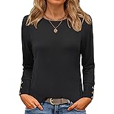 ANRABESS Long Sleeve Shirts for Women Crewneck Basic Tee Striped Tops 2025 Fall Casual Loose Fit T Shirts Fashion Outfits