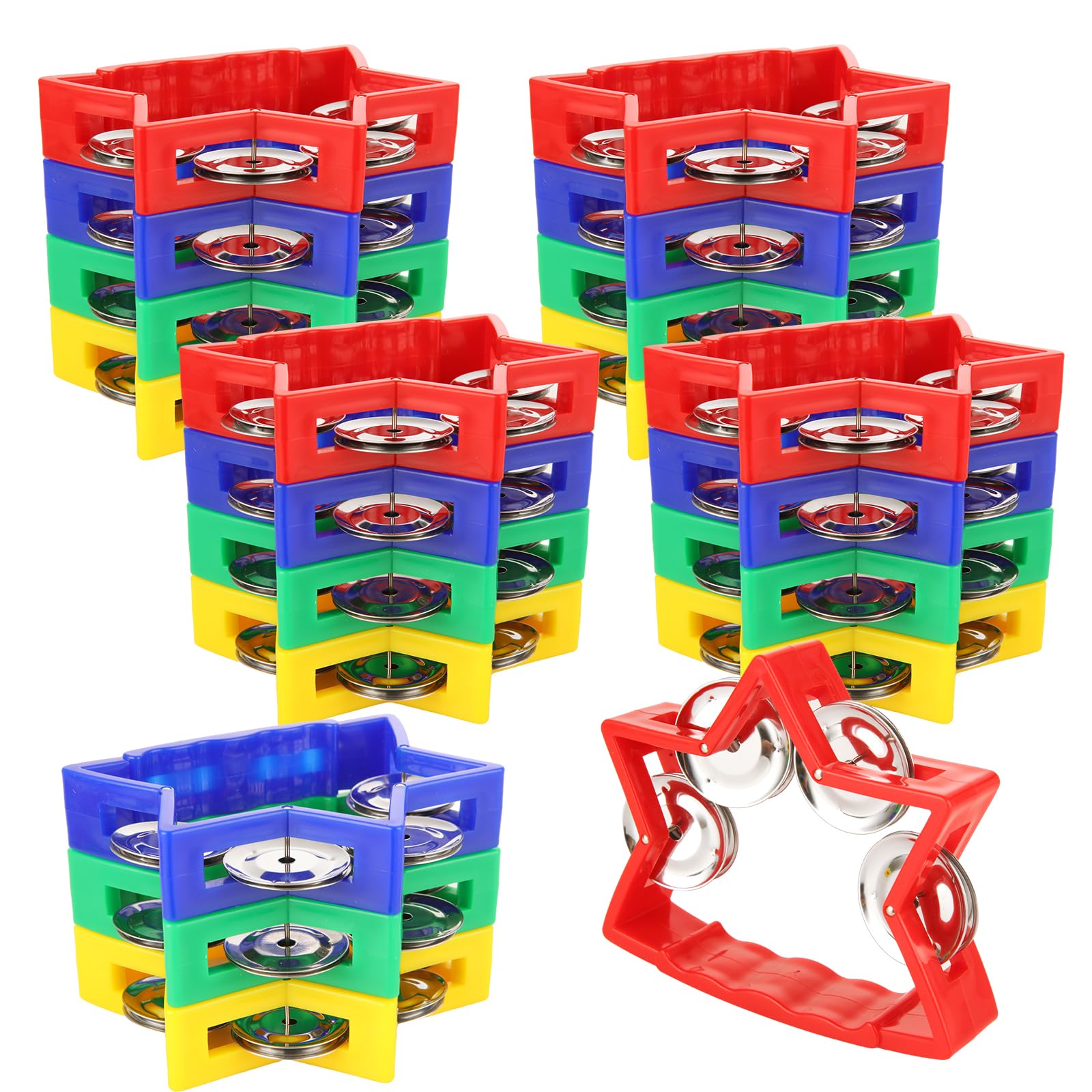 Photo 1 of Plastic Percussion Tambourine Small Musical Instrument Percussion Instruments 4.7x3.9" Tambourine Double Row Plastic Music Rhythm Tambourine for KTV Party
