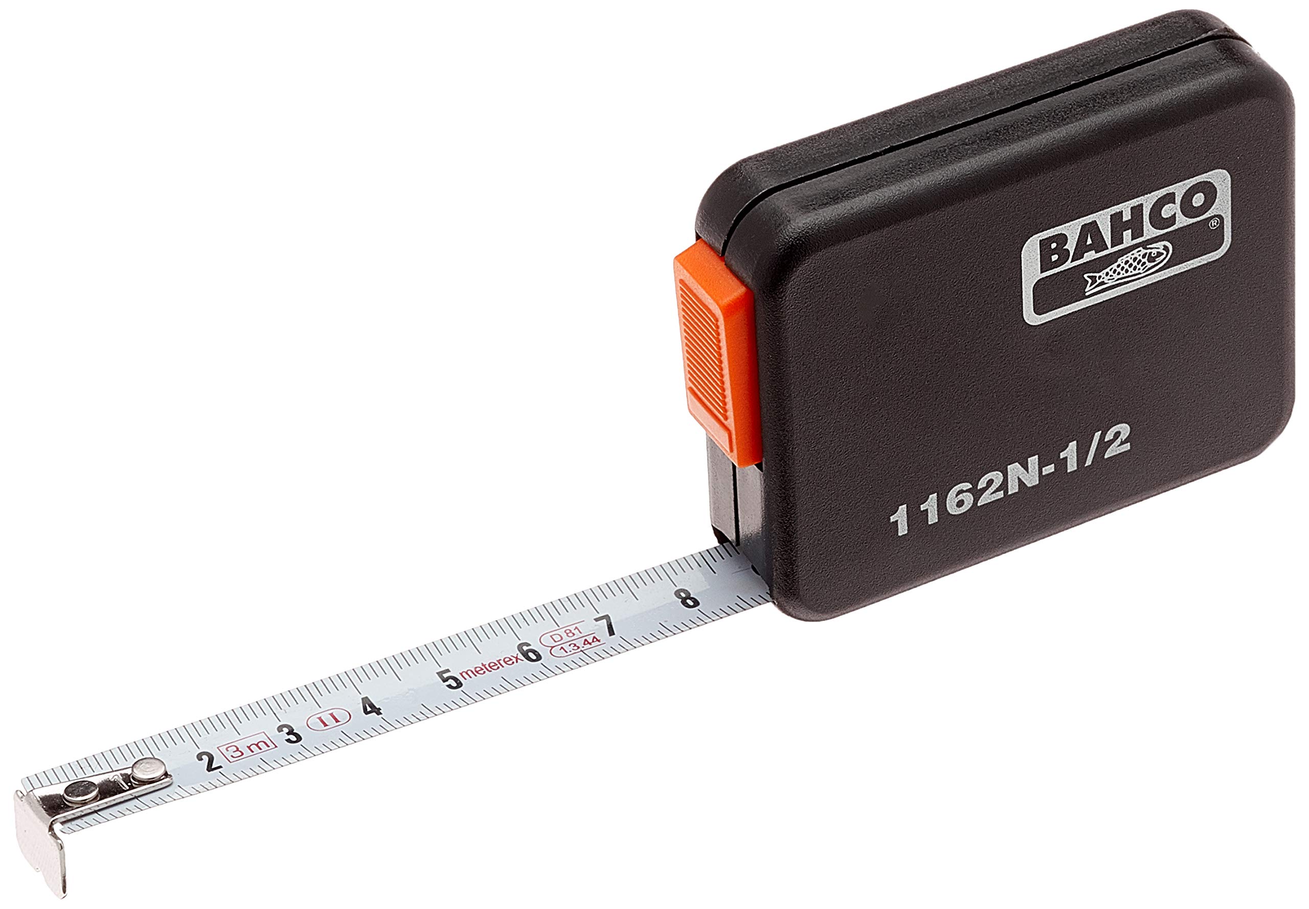 Bahco 1162N-1/2 Measuring Tape with Metric/Inch Graduations on Both Sides, Multi-Colour, 2 m