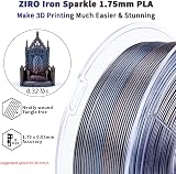 ZIRO Glitter Multicolor PLA Filament 1.75mm 1kg Slow Color Changing Rainbow view 4