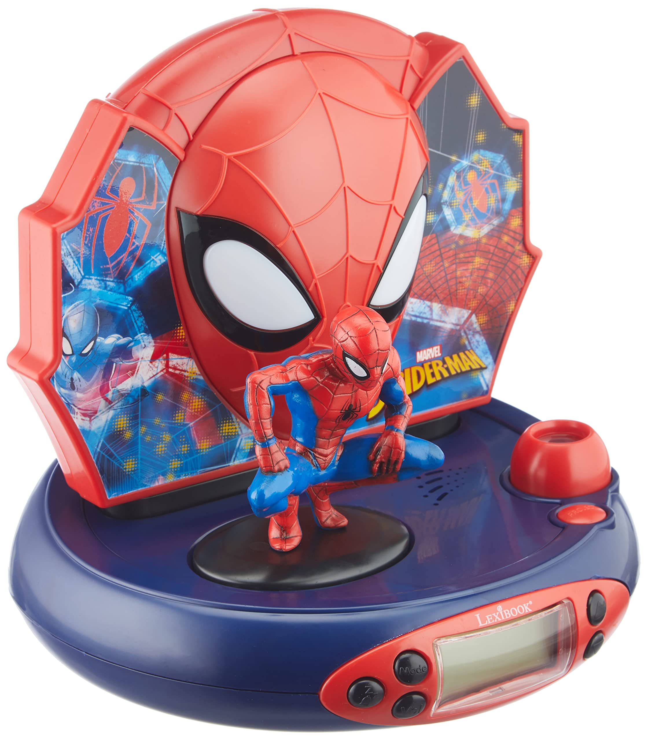 LEXIBOOK, Spider-Man, Projector Alarm Clock for kids, Nightlight and time projection to the ceiling, Sound Effects, Battery-powered, Red, RP500SP — image 1