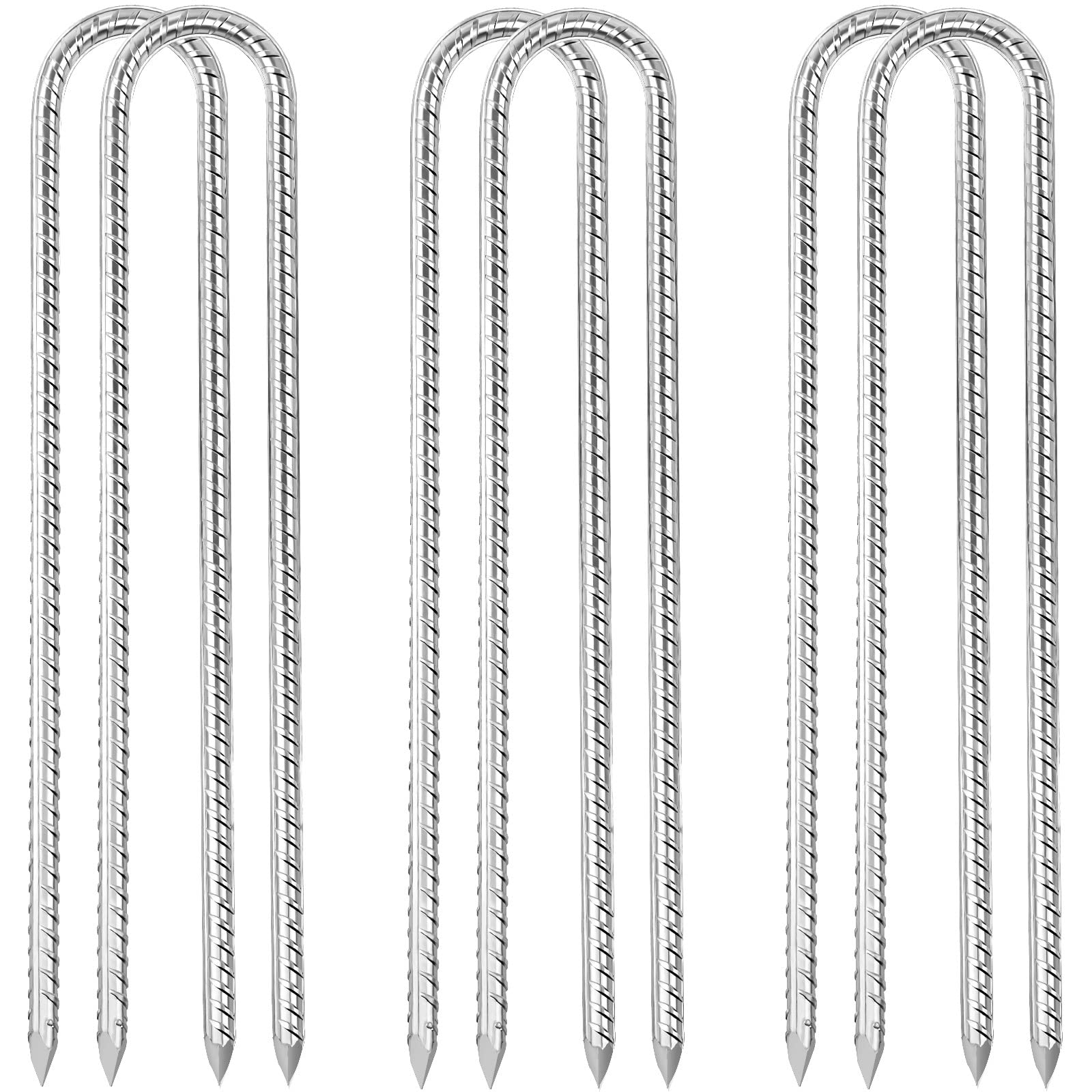 Tent Pegs Richaa Heavy Duty Metal Garden Trampoline Pegs Galvanized Steel Tent Nails Anti-Rust Ground Anchor U Shaped Hooks for Outdoor Camping Hiking Traveling 6 Pack 12 Inch