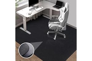 LEMOSTAAR Office Chair Mat for Hardwood Floor: 63" x 51" Extra Large Black Office Chair Mats, Anti-Slip Rubber Floor Mat for Gaming Rolling Chair, Heavy Duty Sturdy Floor Protector Mat Under L Computer Desk