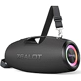 Bluetooth Speaker 120W Portable Wireless Outdoor Speaker with Subwoofer, IP67 Waterproof, EQ, LED Light, BT 5.3, 40H Playtime–ZEALOT S78 Loud Bass, Large for Camping Beach Party Gifts(Black)