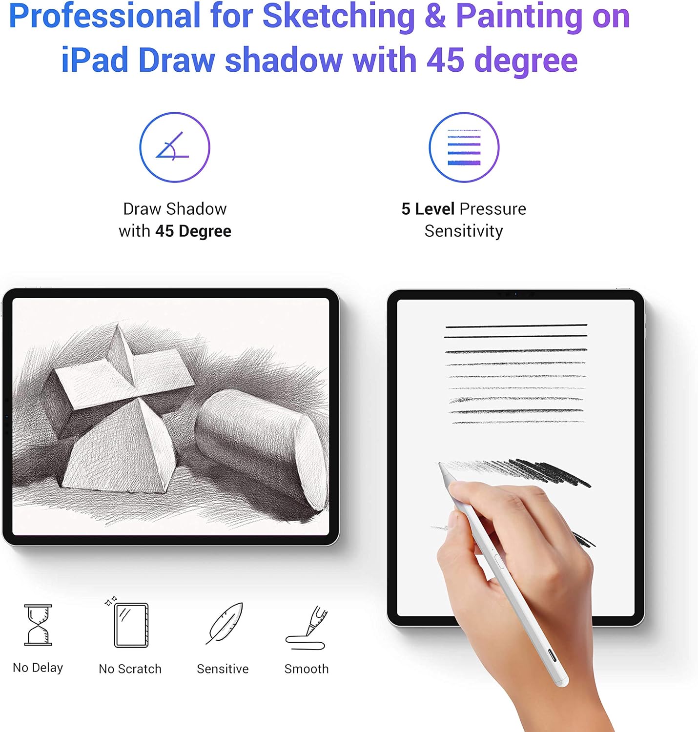 Stylus Pen for Apple iPad(2018-2025),With Tilt Sensitivity & Palm Rejection & Magnetic,Compatible iPad Pro 11/12.9(3/4/5/6th)/Air 3-6/Mini 5-6/iPad 6/7/8/9/10/11th Gen,Writing/Drawing ipad Pencil - Image 4