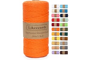 LIKEECORDS Macrame Cord,2mm x 219yard Cotton Twine String Cord,Natural White Cotton Rope Craft String for DIY Knitting Plant Hangers Christmas Wedding Décor