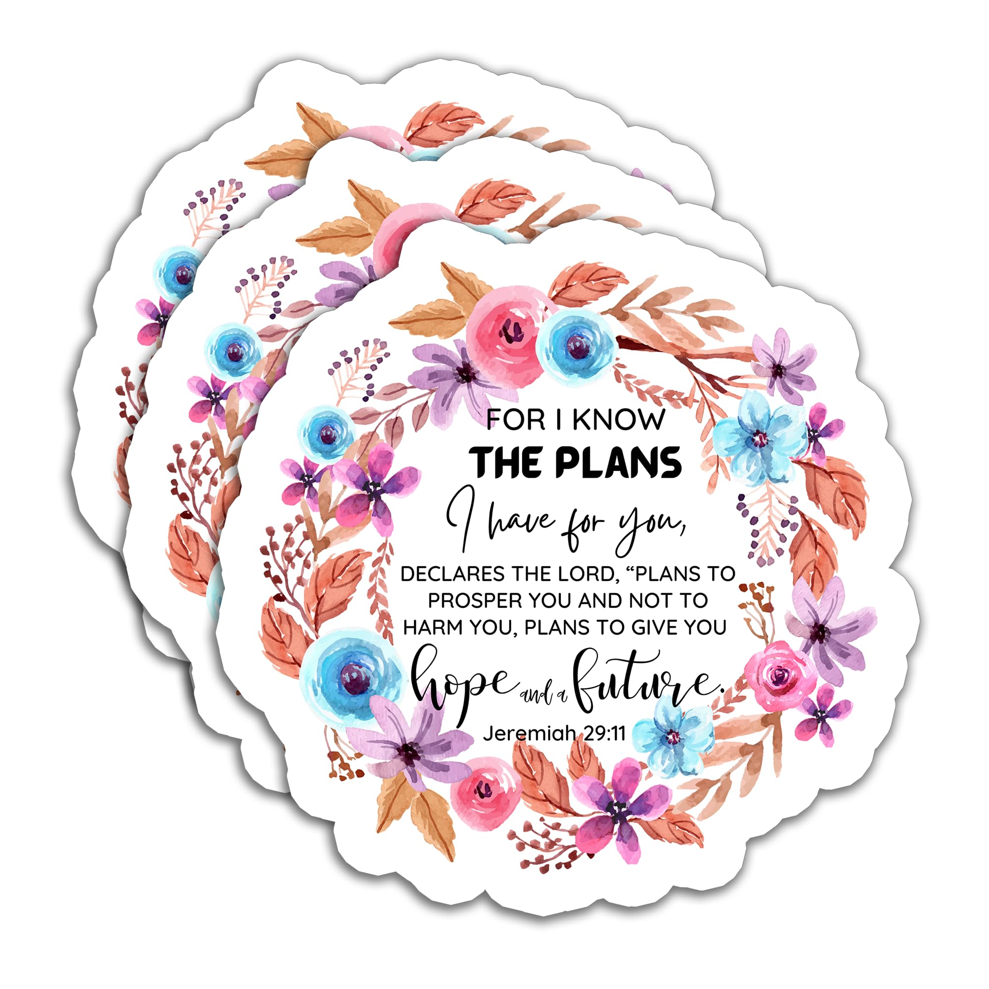 Photo 1 of (3Pcs) For I Know the Plans I Have for You Jeremiah 29:11 Christian Sticker, Bible Verse Sticker Inspirational Scripture Sticker Waterproof Vinyl Decals for Book Laptop Water Bottle Tumbler, 3" x 2.9"