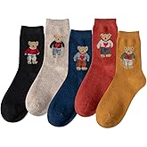 IIG Cute Warm Wool Socks for Women Super Cozy Thick Crew Winter Socks Gifts, 5 Pairs