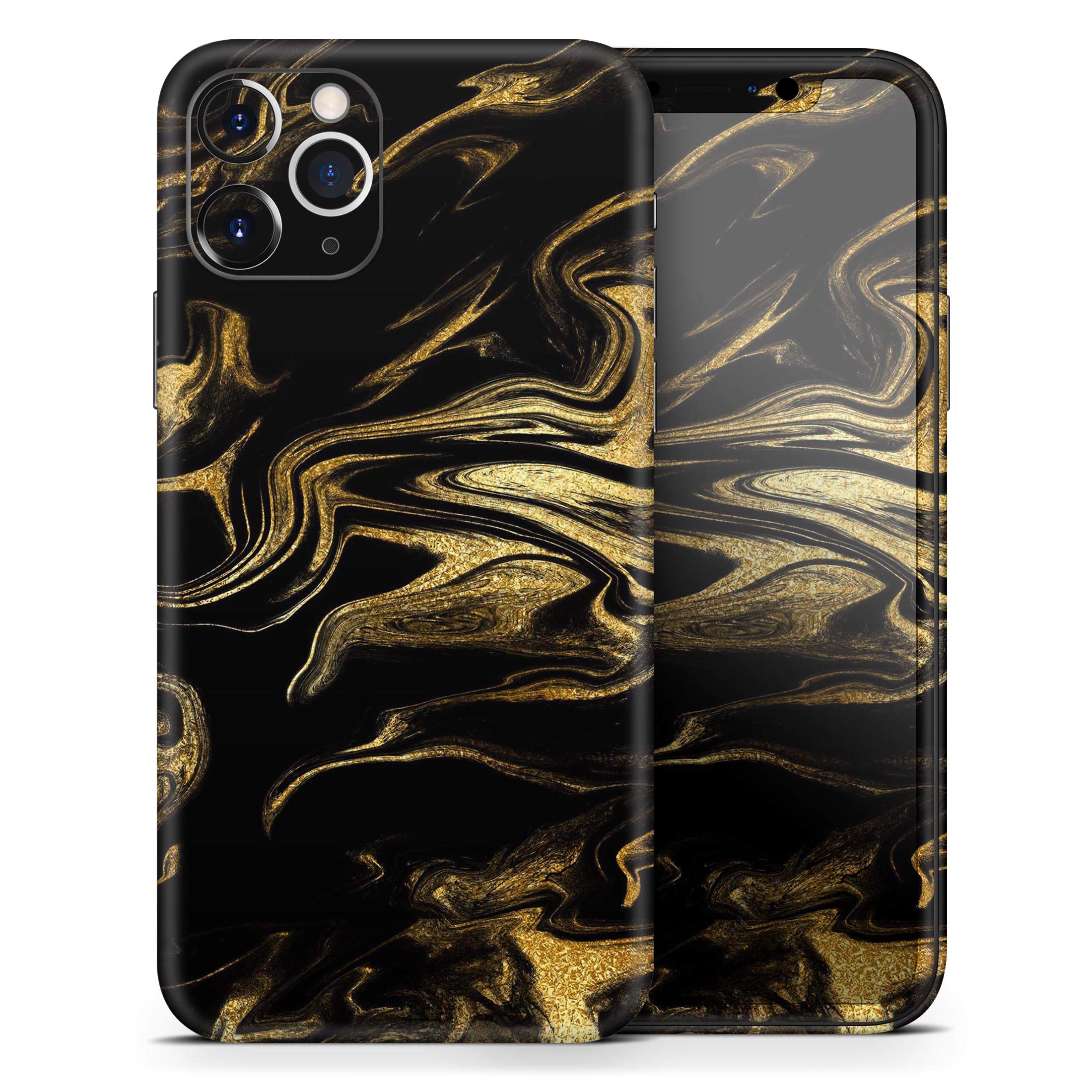 Design Skinz Black & Gold Marble Swirl V7 2