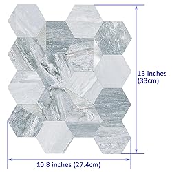 Tilingview 10 Pcs Hexagon PVC Peel and Stick
