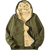 Flygo Sherpa Hoodies for Men Zip Up Winter Fleece Lined Hooded Sweatshirt Heavyweight Warm Jackets