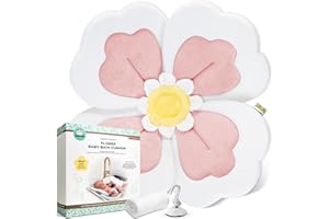 SNUG BUG GEAR Baby Bath Cushion 5pc Set - Newborn & Infant Lotus Bath Flower Baby with Soft Cover - Travel Bathtub Insert Pad for Kitchen Sink, Shower & Tub - Flower Bathing Pillow with Patented Comfort & Support