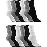 Womens 80% Cotton Crew Socks, 12 Pairs, Moisture Wicking Comfortable Premium Casual Work Sports