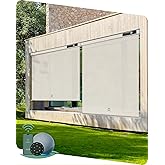 Yoolax Motorized Outdoor Shades for Patio &amp; Porch, Smart Outdoor Blinds | Customized Electric Sun Shade, Works with Alexa, Google &amp; Apple Home, Remote Control, Waterproof, Solar Powered, 3% Openness