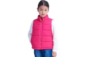 IKALI Kids Puffer Vest Boys Girls Toddlers Hooded Sleeveless Gilet W/Pocket
