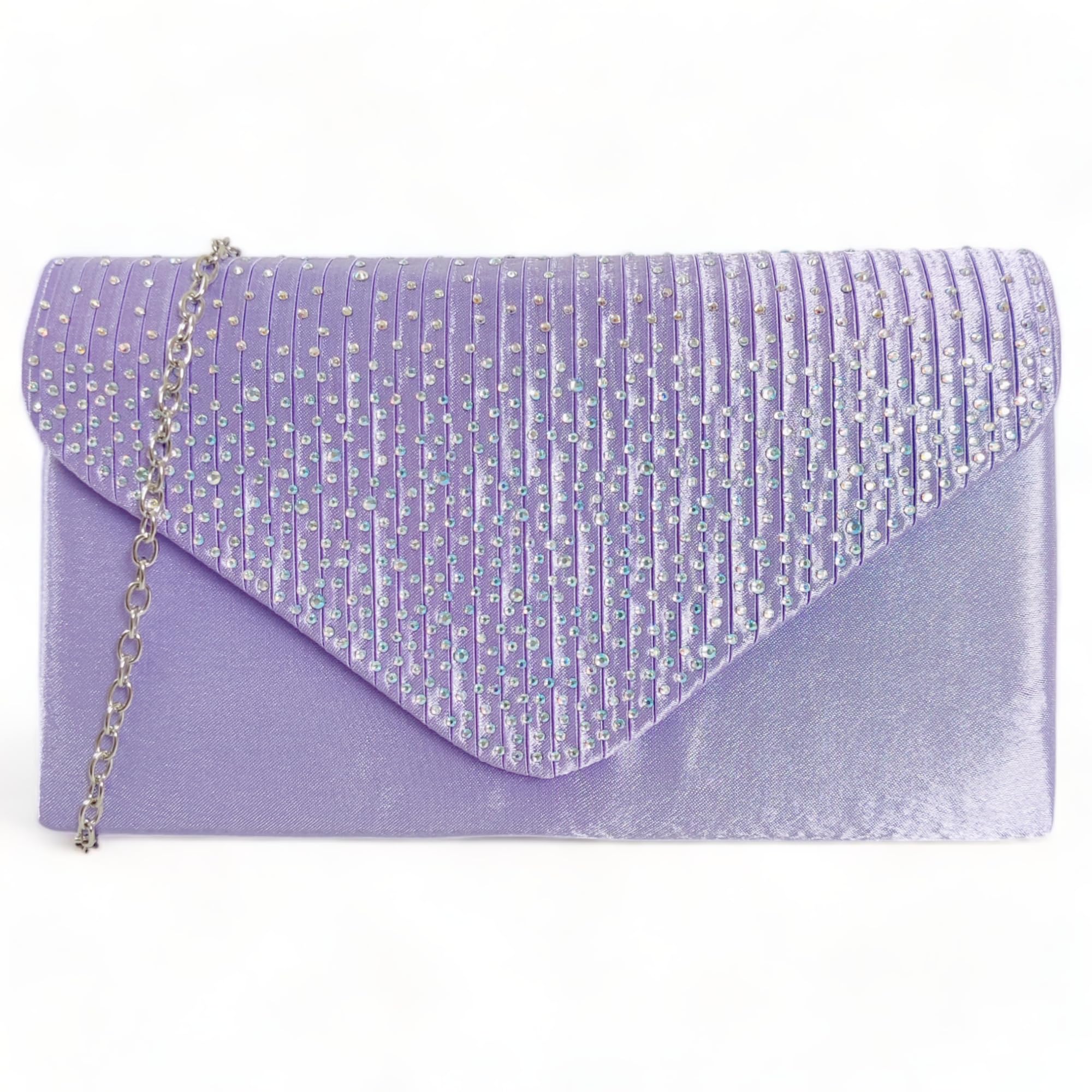 fi9® LADIES DIAMANTE BLING PARTY PROM BRIDAL EVENING CLUTCH HAND BAG PURSE HANDBAG (Lilac)